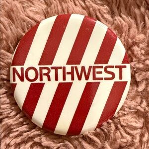 Vintage Northwest Red & White Striped Button Pin | Retro Collectible Pinback